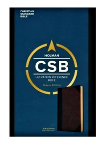 Holman CSB Ultra Thin Bible; 2019 Black/Brown Leather Touch; 8.5 Point - Imagen 1 de 5