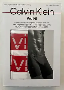 Calvin Klein Pro Fit Microfiber Long Boxer Briefs Sz L 3 Pk White/Red Waistband - Picture 1 of 4