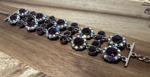 Pulsera con Puntas Púrpura y Transparente Conjunto Estrás Tono Plata - Imagen 1 de 5