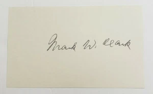 Mark W. Clark Hand Signed 3x5 Index Card Autographed - Picture 1 of 3