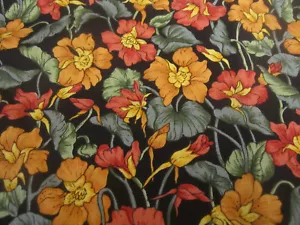 Hoffman International Fabric Les Jardins Red Orange Floral on Black 34x44 - Picture 1 of 6