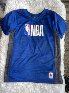 NBA basketball boys sz. 8 blue logo sport shirt. Grt. shape - Picture 1 of 10