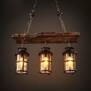 Retro Rustic 3-Light Farmhouse Chandelier Ceiling Light Pendant Lamp Fixture - Picture 1 of 11