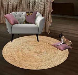 Jute Rug - Natural Hand Woven Jute Rug, 6' Round Boho Rugs for Outdoor and In... - Picture 1 of 7