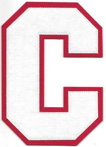 6 Zoll hoch weiß auf rotem Block Letterman's Uni Buchstabe C Filz Aufnäher - Bild 1 von 1