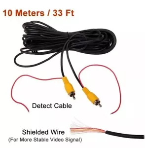 10m Car Rear View Parking Reverse Camera Video RCA AV Extension Cable Wire 12V - Picture 1 of 11