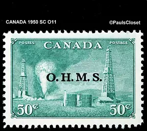 CANADÁ 1950 SC O11 POZOS DE PETRÓLEO EN ALBERTA CORREO OFICIAL 50¢ OP O.H.M.S. MVLH OG VF - Imagen 1 de 2