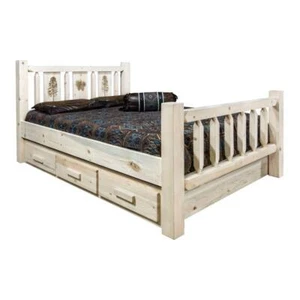 Montana Woodworks Homestead 87" Pine Wood Full Storage Bed in Natural Lacquered - Picture 1 of 4