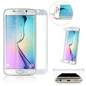 Samsung Galaxy S6 Edge Silver Real Full Curved Tempered Glass Screen Protector - Picture 1 of 6