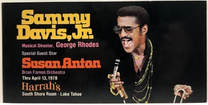 Sammy Davis Jr. with Susan Anton at Harrah's Casino Lake Tahoe Postcard Apr 1978 - Picture 1 of 2