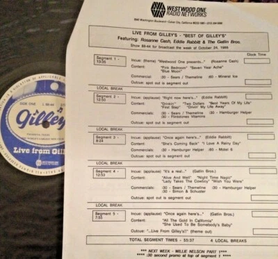 RADIO SHOW: BEST OF LIVE GILLEY'S 10/24/88 GATLINS, EDDIE RABBITT, ROSEANNE CASH - Image 1 of 4