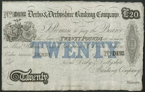 Derby & Derbyshire Banking Co., 20 pounds, 18-(c. 1880) - Picture 1 of 1