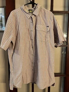 Camisa Eddie Bauer Abotonada Manga Corta A Cuadros Para Hombre TXL Naranja Negra - Imagen 1 de 4