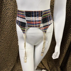 Sujetador liguero vintage con cejas XS (24” cintura) estilo a cuadros 345G Hollywood - Imagen 1 de 6