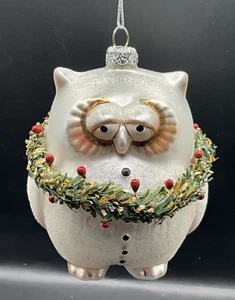 Ghirlanda glitter ornamento natalizio gufo paffuto smerigliato - Foto 1 di 5