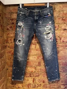 Jeans ajustados boho de artista salpicaduras de pintura polo Ralph Lauren Denim & Supply talla 27 - Imagen 1 de 24