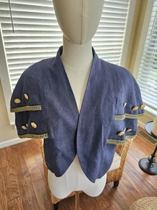 Vintage Charmade 100% Linen Open Blazer Jacket Women's Size 11/12 Coastal - Picture 1 of 10