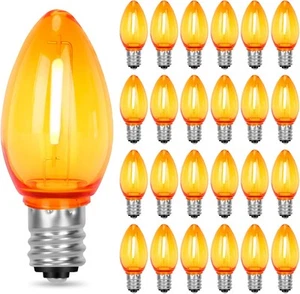25 Pack C7 Orange LED Replacement Bulbs, Christmas Clear - Picture 1 of 7