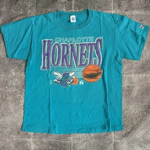Herren Vintage 90er Logo 7 Charlotte Hornets türkis blau lila T-Shirt Tee Gr. XL - Bild 1 von 5