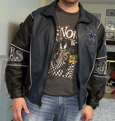Chaqueta de cuero vintage DALLAS COWBOYS. XL 1994 Pro Player. Foto 1 de 4