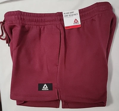 Reebok Relaxed Fleece Shorts Maroon Red Women's Medium Workout Soft Gym Short - Image 1 of 4