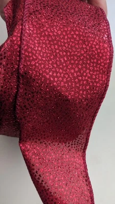 Wired Ribbon 2.5 Inches Wide on Spool Red with Sparkle Wired Edges - Image 1 of 3