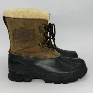 Polo Ralph Lauren Landen leather Shearling Lamb Trim Winter Rain Boots Size 12 D - Picture 1 of 8