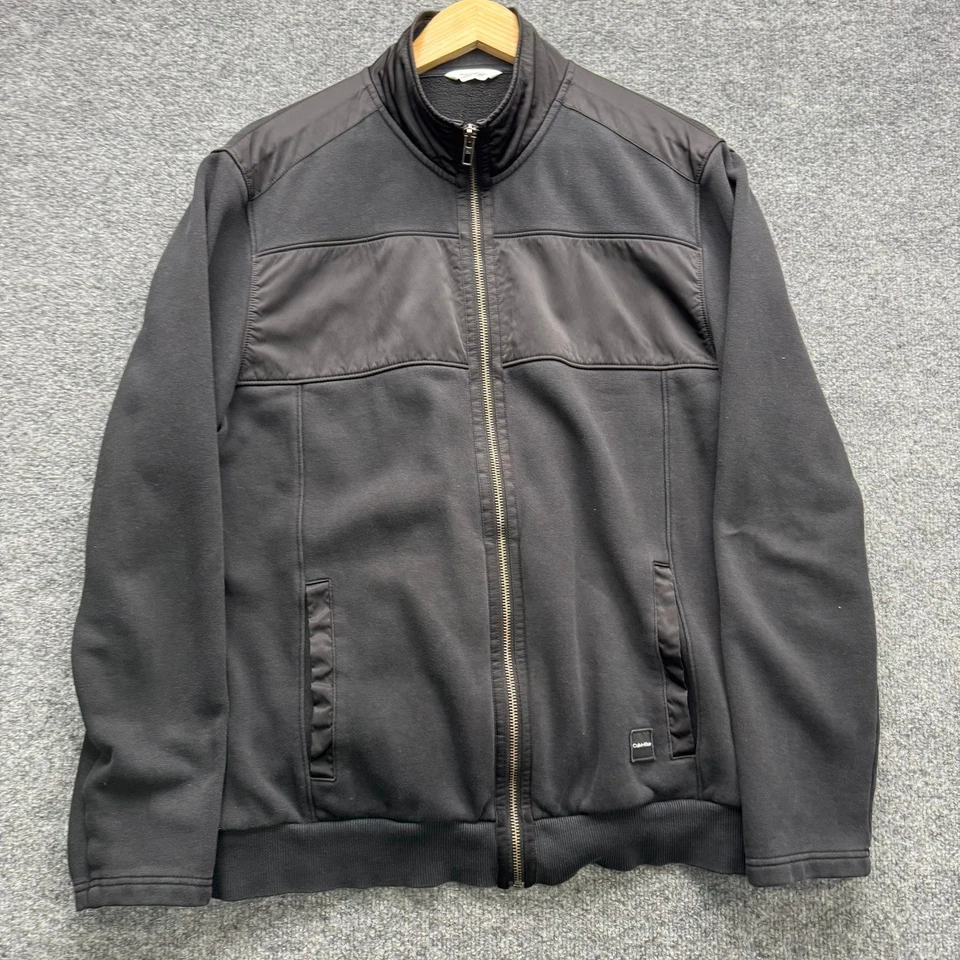 Chaqueta polar Calvin Klein para hombre L negra cremallera completa ropa exterior informal ligera Foto 1 de 4