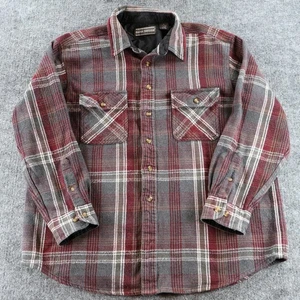 David Taylor Hemd Herren XL rot grau kariert Flanell Knopfleiste gesteppt gefüttert warm - Bild 1 von 7