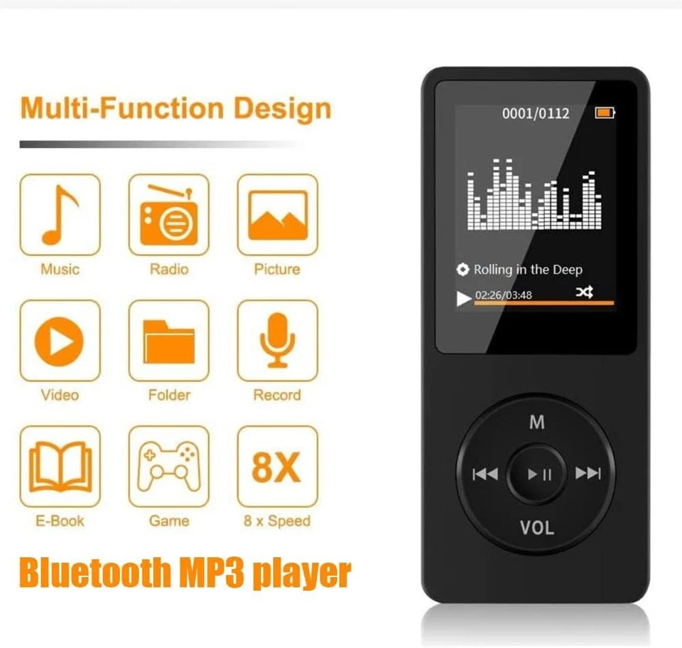 PORTOALEGRE Mp3 Musik-Player Portable,Mp4 Fm Radio Externe Ultra-Dünne,Mp3 Aufnahme Stift