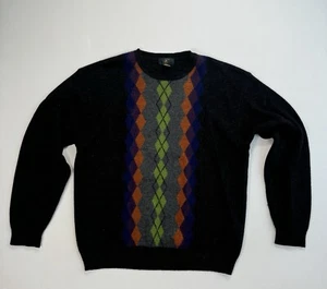 Club Room Mens Large Argyle 100% Lambswool Sweater Grey Classic Outdoor Cabin - Picture 1 of 8