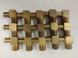 PARKER 269HB-10-8 5/8" HOSE BARB TO 1/2" NPT BRASS 90° ELBOWS (LOT OF 15) - Picture 1 of 3