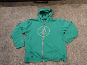 Volcom Mens XXL Kelly Green Full Zip Hoodie Sweatshirt Skater 90s Vintage - Picture 1 of 8