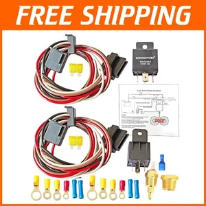 Dual Electric Fan Relay Kit with Waterproof 40A Thermal Sensor & Wiring Diagram - Picture 1 of 9