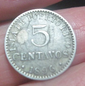 1896 (ESPAÑA-PUERTO RICO) 5 CENTAVOS (PLATA) --COLONIAL- - Imagen 1 de 4