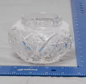 Vintage Clear Cut Crystal Rose Bowl Vase Star Flower Design - Picture 1 of 6