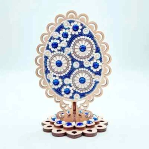 DIY Easter egg embroidery kit with beads on Wood base for Home Decor & Gifting - Picture 1 of 20