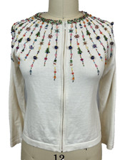 Maria Christina Beaded Christmas Sweater with Zipper Size M
