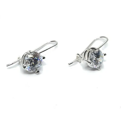 Sterling Silver Earrings With 8mm Cubic Zirconia Solid Hallmarked 925 Handmade - Image 1 of 4