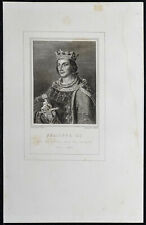 1855 - Portrait Of Philippe III King de France - engraving antique - Capetians
