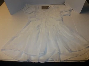 New Sz S Anthropologie Forever That Girl Ruched Puff-Sleeved Tunic Blouse IVORY - Picture 1 of 3
