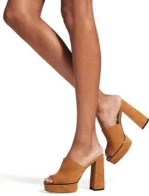 $618 JIMMY CHOO ИТАЛИИ BETHEN ПЛАТФОРМЕ КАБЛУКИ ЗАМШЕВЫЕ КОЖАНЫЕ САНДАЛИИ МУЛ НОВЫЙ 11US - Изображение 1 из 4