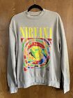 Unisex Nirvana Crewneck Sweatshirt M Beige - Tie-Dye Smiley - Kurt Cobain Nwot