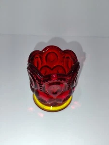 L.E. Smith Vintage Moon & Star Amberina Glass Toothpick Holder 2 1/4 - Picture 1 of 5