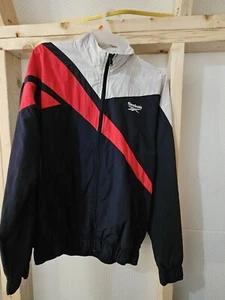 Vintage SMALL Reebok Mens Windbreaker Track Jacket Blue & Red Full Zip - Picture 1 of 6