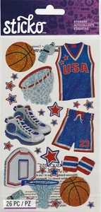Sticko flache Mylar Aufkleber Basketball Ausrüstung Thema 91016 SCHNELLER KOSTENLOSER Versand! WOW! - Bild 1 von 1
