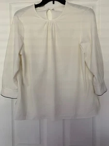 Women’s Ivory Scoop Neck 3/4 Sleeve Pull Over Fuscia Rose On Cuff Sz 2X - Foto 1 di 12
