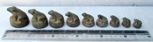 Hervorragendes altes Bronze Opium Gewichtsset 9 Frösche - Bild 1 von 6