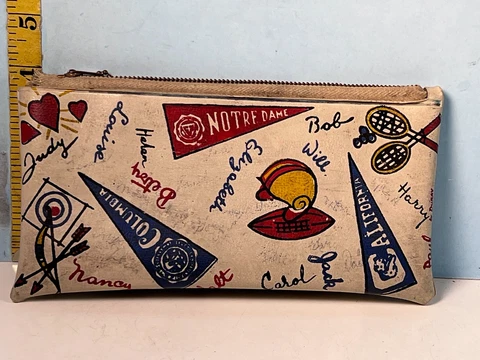 Vintage College Sports Inspired School Supplies Pocket Bag Cover