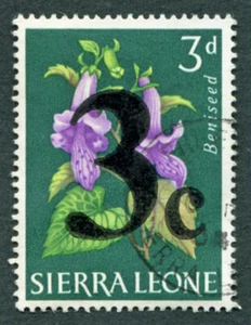 SIERRA LEONE 1964-66 3c on 3d SG315 used NG Decimal Currency Flowers a #C01 - Picture 1 of 1